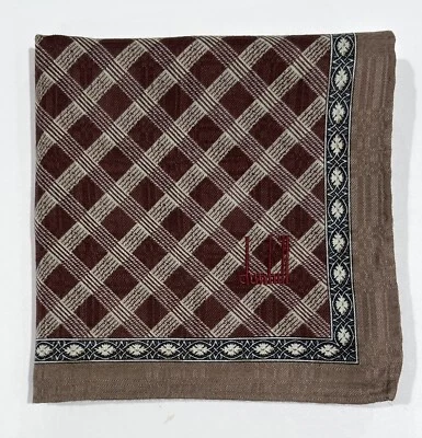 PAÑUELO HOMBRE Dunhill Marrón Cuadros Paisley ALGODÓN BOLSILLO CUADRADO 20” Foto 1 de 4