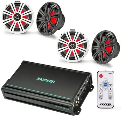 Kicker KMA6004 Marine Amplifier + 2 Pairs Speakers + Remote - Image 1 of 4