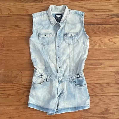 Pantalones cortos informales Levi's Girls Denim Jumper vintage XL azul claro Foto 1 de 4