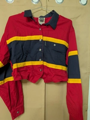 Camisa vaquera recortada vintage Panhandle delgada para mujer colorida. XL Foto 1 de 3