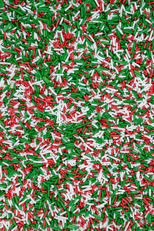 SPRINKLY - Sugar Strands - Red, White & Green - Edible Cake Sprinkles - Image 1 of 2