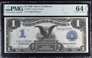 Fr 228 1899 $1 Silver Certificate PMG 64 EPQ BLACK EAGLE - Picture 1 of 2