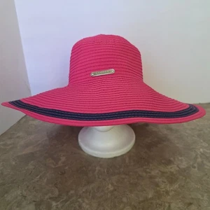Lauren Ralph Lauren Rosa Ala Ancha Sol Sombrero Rayas Floppy Playa Vacaciones - Imagen 1 de 5