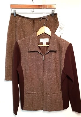 NUEVO CON ETIQUETAS NORTON MCNAUGHTON 10 Hasta la Rodilla Forrada Falda Traje Traje Chaqueta LAVABLE Foto 1 de 4