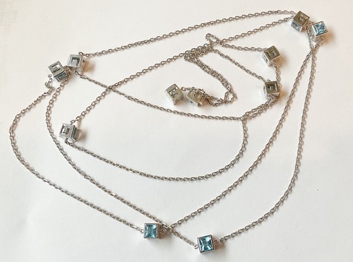 Catena Gucci Lariat Estate in oro bianco 18 kt con topazio blu 41"