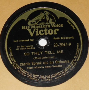Victor 20-2047 Charlie Spivak So They Tell Me / Linda 78 RPM E+ E+ Canada Press - Picture 1 of 2