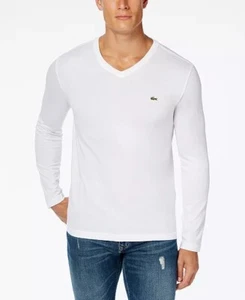 LACOSTE Men’s Casual Shirts Long Sleeve Jersey Pima V Neck T-Shirt Authentic XL - Picture 1 of 4