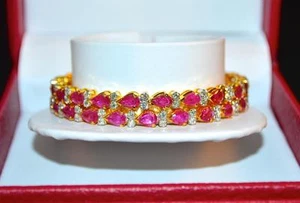 ZERTIFIZIERTER NATÜRLICHER 10,35 KT VS F G DIAMANT RUBIN 18 K MASSIV GOLD ARMREIF ARMBAND █ - Bild 1 von 11