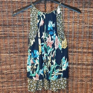 Band of Gypsies Floral Neckholder Tank Bluse Top Damen XS schwarz Quaste Krawatte Resort - Bild 1 von 10