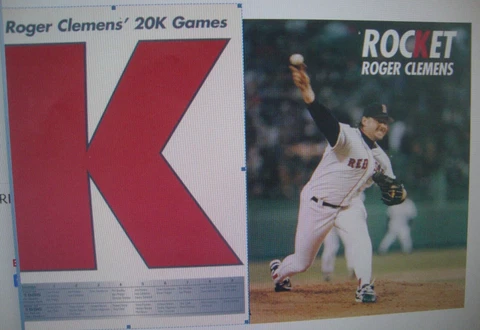 BOSTON RED SOX ROGER CLEMENS  8 1/2 x11 Photo Baseball Print DOUBLE SIDED Poster Cover