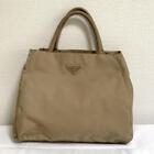 [Used in Japan Bag] Prada Nylon Handbag Triangle Logo Plate Beige Bag