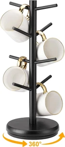 Coffee Mug Tree 360 Rotated Mug Holder 8 Hooks Wooden Coffee Cup Holder Upgraded - Picture 1 of 1