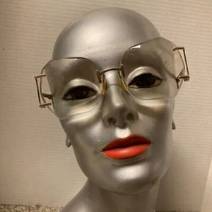 Vogue vergoldete rahmenlose abgeschrägte Glas Schmetterling Stil Vintage Brille pfirsichfarbene Gläser - Bild 1 von 12