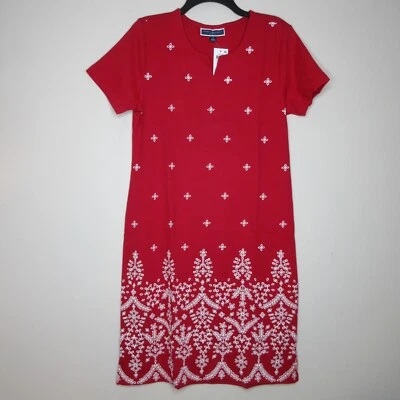 Женское платье миди Karen Scott Red Amore с коротким рукавом с вышивкой в цветочек M B40 - Изображение 1 из 4