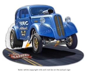 '48 ANGLIA DRAG RACING GASSER Hot Rod Metal Sign by Larry Grossman - Picture 1 of 2