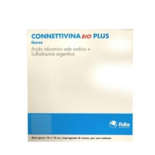 FIDIA CONNETTIVINA BIO PLUS 10 GARZE PER LESIONI CUTANEE FERITE USTIONI ULCERE