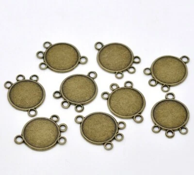 15pcs Antiqued Bronze Round Cabochon Setting Connector (Fits 17mm Dia) - Imagem 1 de 3