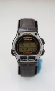 Timex Reloj Hombre Gris Plástico Negro 100m Piel Marrón Fecha Alarma Luz Cuarzo - Imagen 1 de 6
