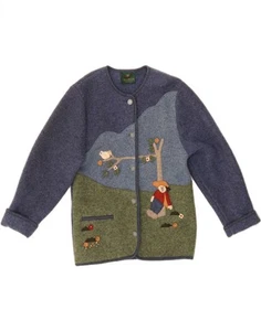GIESSWEIN Womens Graphic Cardigan Sweater UK 12 Medium Blue Colourblock DN50 - Picture 1 of 3