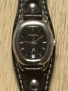 Fossil Women’s Quartz Leather Cuff Watch – Black Dial – For Parts/Repair - Picture 1 of 7