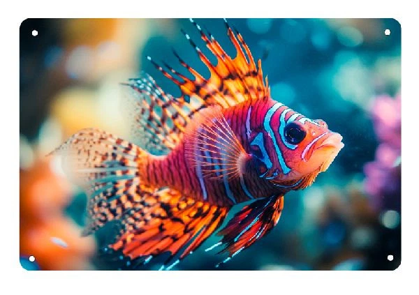 Blechschild bunter Fisch Aquarium Zierfisch TE1372 - Bild 1 von 1