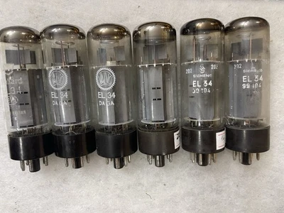 Mullard EL34 6CA7 Marrón Base O Getter Probado Bajo Lote de 6 Foto 1 de 4
