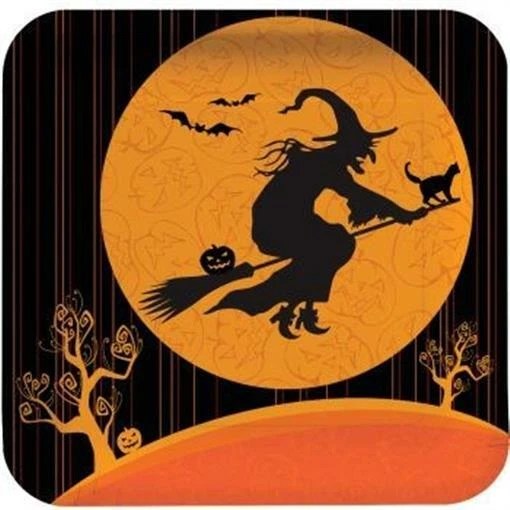 Halloween Witch's Crossing 9 Inch Paper Plates 8 Pack Halloween Party Tableware - Image 1 of 1