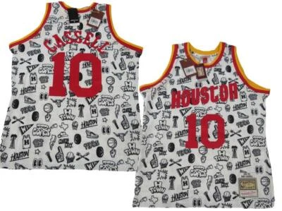 1993-94 Sam Cassell #10 Rockets Mens Mitchell & Ness Swingman Doodle Jersey $155 - Image 1 of 4