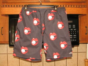 Lost brand casual shorts or beach athletic shorts Hot Lips Eating ice cube New