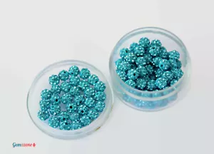4MM Shamballa Blue Rhinestone Half Hole Crystal Pave Beads Disco Seed Spacer 10P - Foto 1 di 6