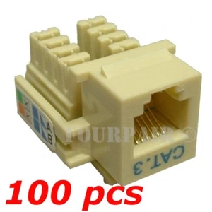 100er-Pack Menge - CAT3 Keystone Snap-In Einsatz Stanzbuchse RJ11 RJ12 DSL Elfenbein - Bild 1 von 2