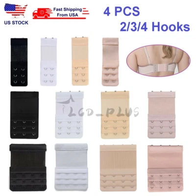 4PCS Adjustable Bra Extender 2/3/4 Hooks with Elastic Underwear Strap Extension - Image 1 of 4