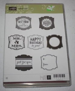 Stampin Up Retired Cling Acrylic LABEL LOVE Birthday Wedding Friend To From - Picture 1 of 2