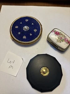 Lote de 3 acabados de latón dorado en polvo de maquillaje cosmético vintage - Imagen 1 de 7