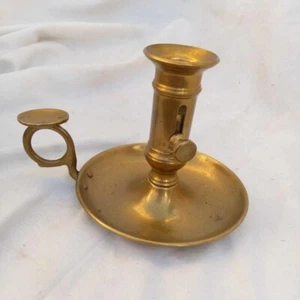 Antique Brass Chamberstick Candle Holder 18th 19th Vintage - Picture 1 of 8