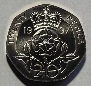 Great Britain 20 Pence 1997 - Tudor Rose - Heptagon - Brilliant Uncirculated - Picture 1 of 5