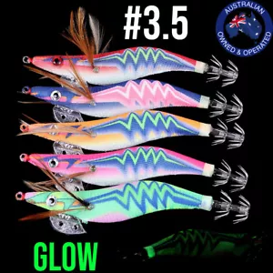 5x #3.5 SQUID JIGS Fishing Lures Egi Glow Rattle Jig Calamari Squid Jig Case - Picture 1 of 2