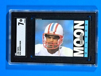 1985 Topps #251 Warren Moon (RC, HOFer) - SGC: NM 7 Football Card - Image 1 of 3