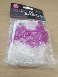 Bandas de telar púrpura y blanco - 600 bandas, 1 gancho de anudar y 24 clips S SOLO £3.49 - Imagen 1 de 12