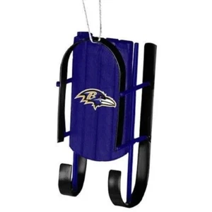 NFL Baltimore Ravens Equipo Trineo Navidad Adorno Madera Decoración Vacacional NUEVO - Imagen 1 de 6