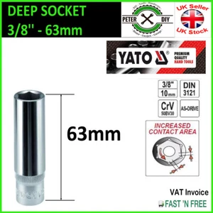 Heavy Duty DEEP SOCKETS 63mm 3/8" Drive Increased CrV 10-15mm Yato - Picture 1 of 2