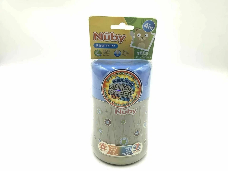 Termo aislante de acero inoxidable Nuby con cuchara plegable bueno para viajar Foto 1 de 3
