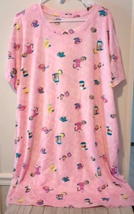 Joyspun Pink Morning Coffee Print Sleepshirt with Pockets Women's 2X-3X NWT - Picture 1 of 2