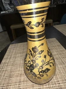 Vintage Messing VASE aufwendig Intarsien dekorativ französisch handgeschnitzt - Bild 1 von 4