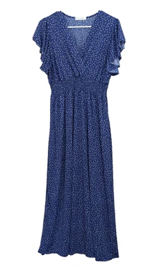 Maxi Vestido Jon & Anna Para Mujer Talla XL Azul Lunares Manga Acampanada Hada Foto 1 de 4