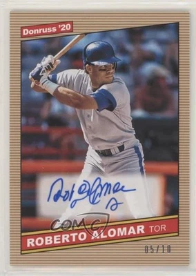 2020 Panini Donruss Retro 1986 Signatures Gold /10 Roberto Alomar Auto HOF - Image 1 of 2