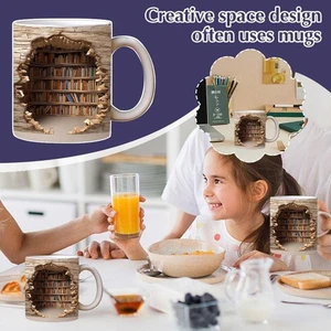 Bookshelf Mug Creative Design Ceramic Coffee Mug Library Mug AU Bookshelf W8P7 - Picture 1 of 13