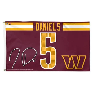 JAYDEN DANIELS #5 WASHINGTON COMMANDERS 3'X5' DELUXE FLAG WINCRAFT - Picture 1 of 1