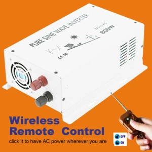 800W Pure Sine Wave Inverter 12V to 110V 120V Power Truck Camp Home Car Remote - Picture 1 of 8