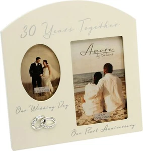 Amore Pearl 30th Anniversary Wedding Gift Cream Photo Frame - 6 x 4 Inches by Am - Picture 1 of 1